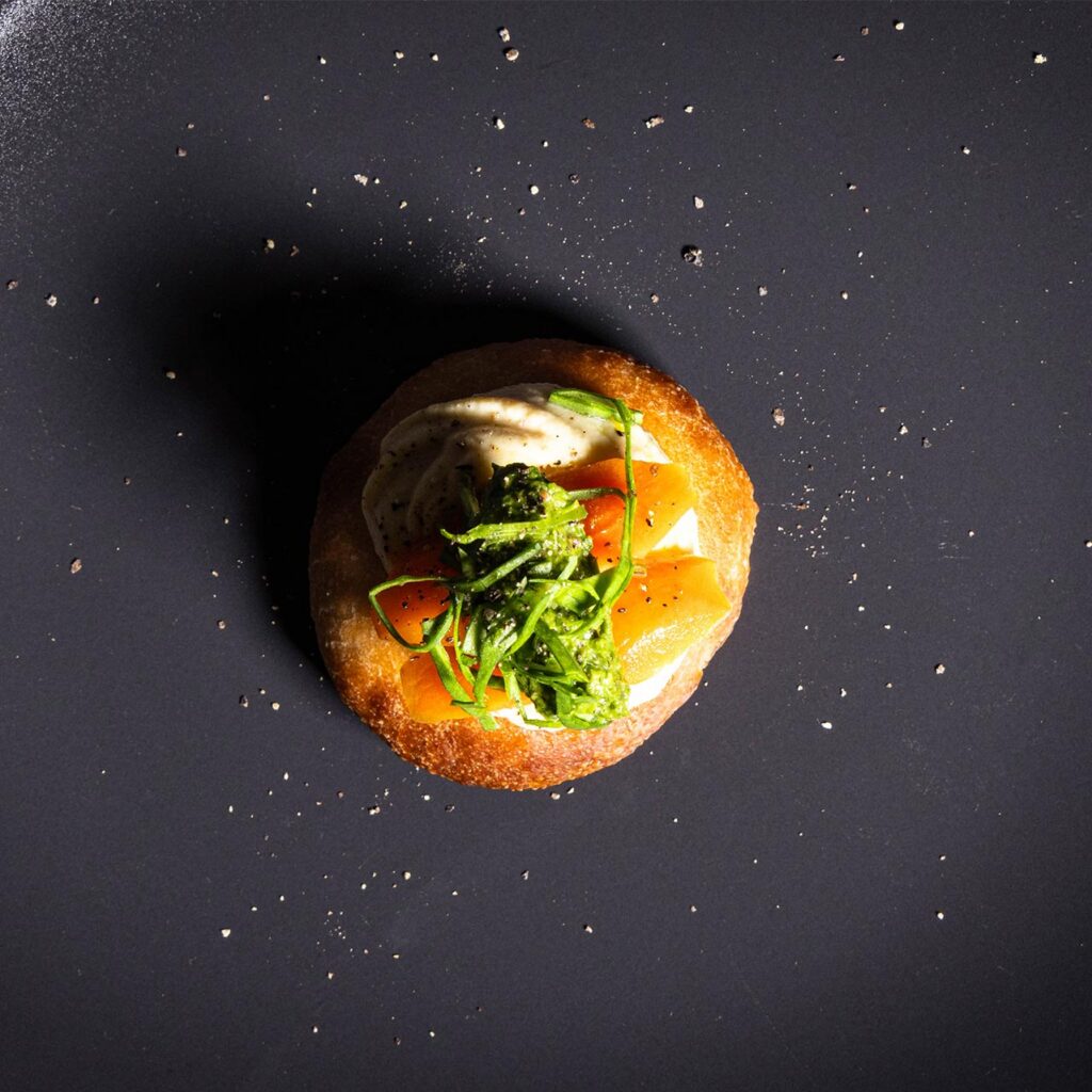 Canape, Hummus, Karotte, Peterlepesto, Pita